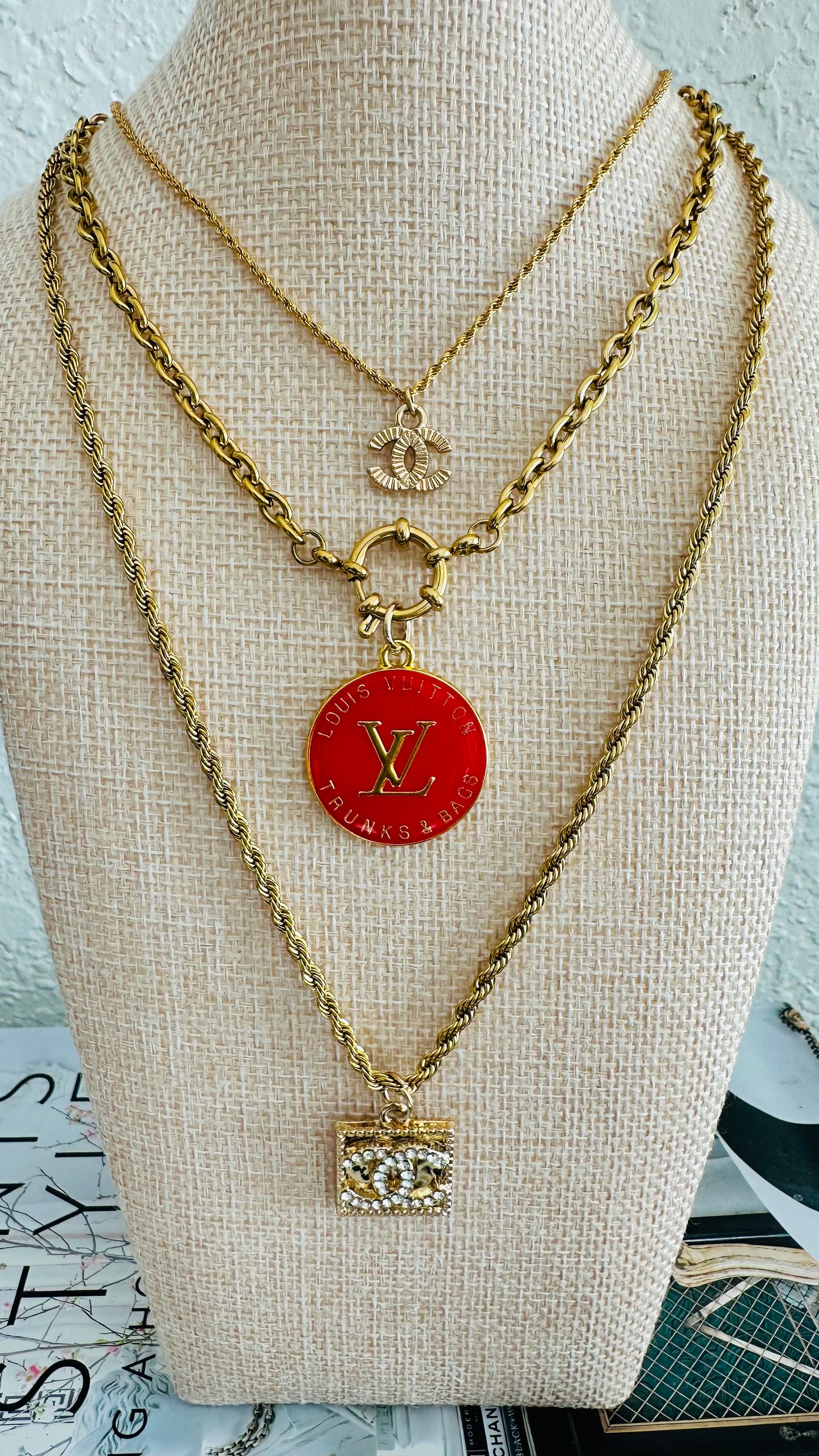 Louis Vuitton Red Medallion Necklace