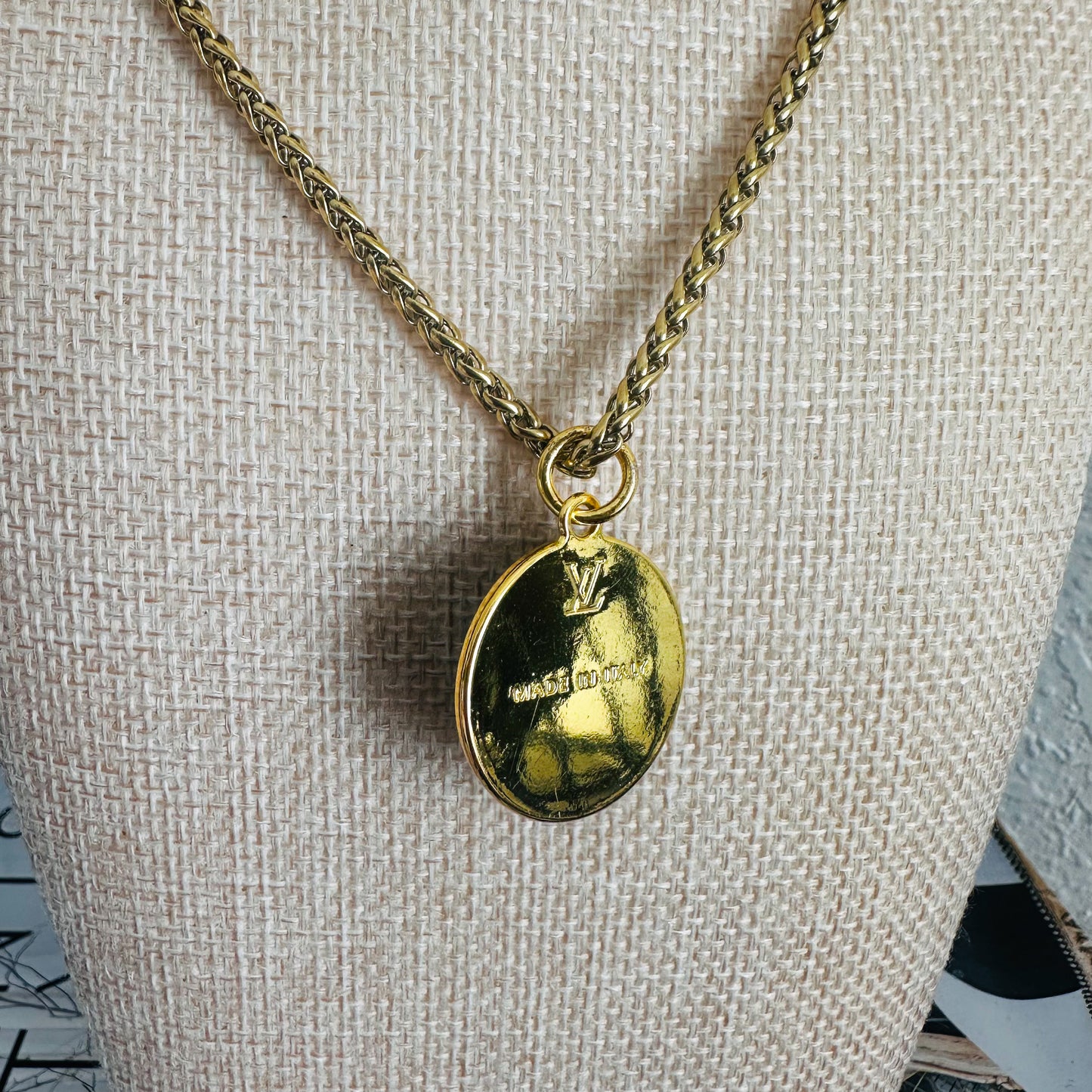 Louis Vuitton Green Enamel Pendant Necklace