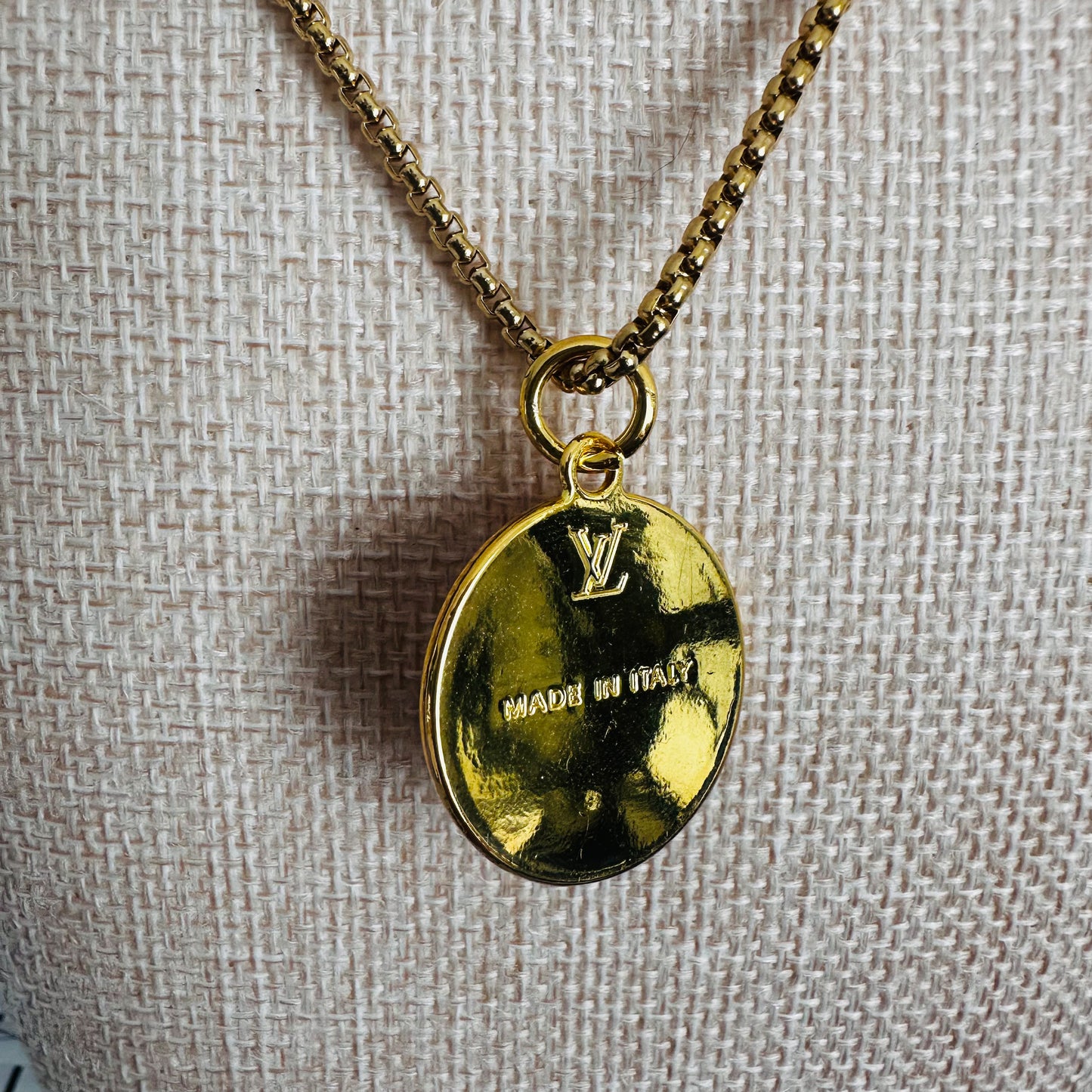 Louis Vuitton Pink Enamel Pendant Necklace