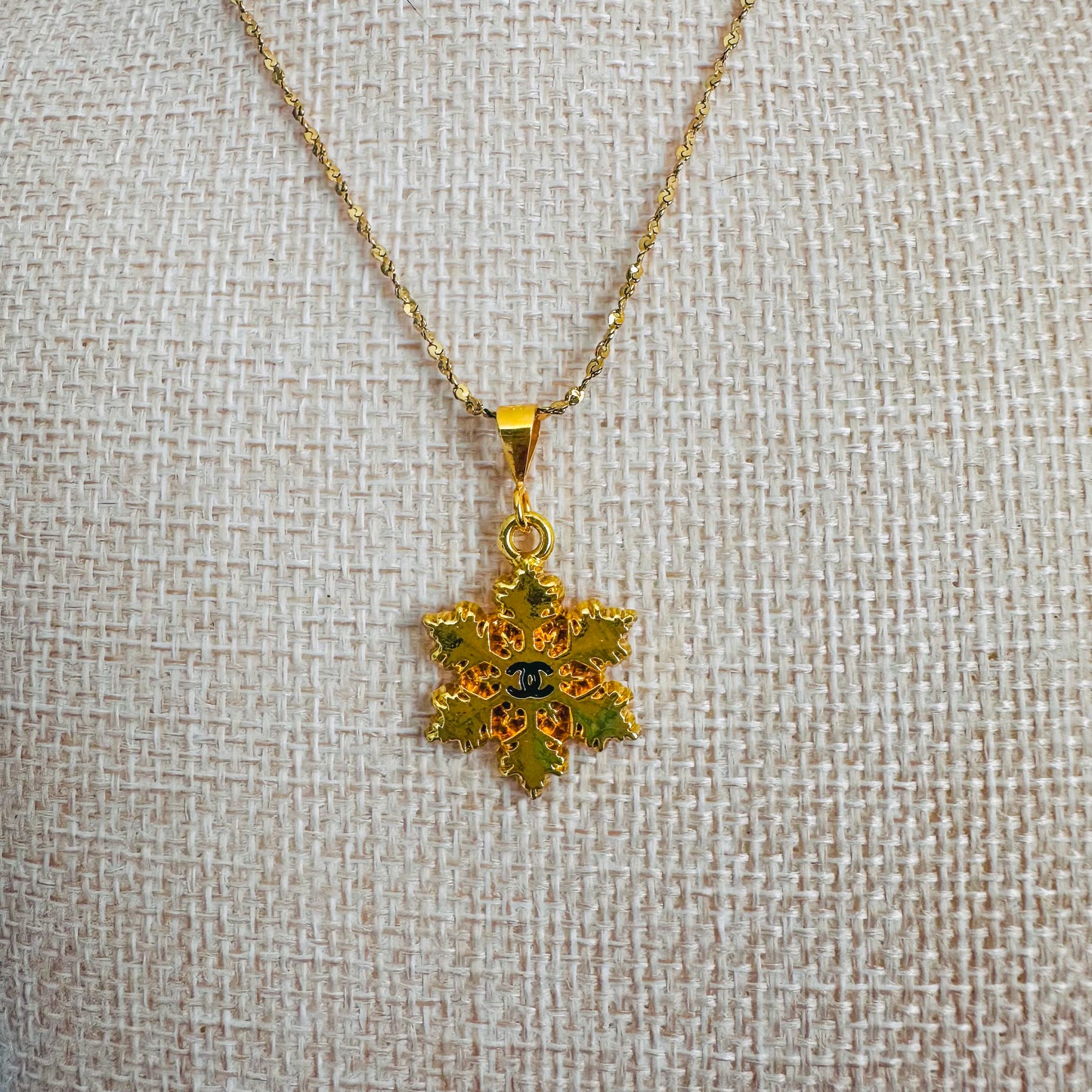 Chanel Gold Snowflake Pendant Necklace