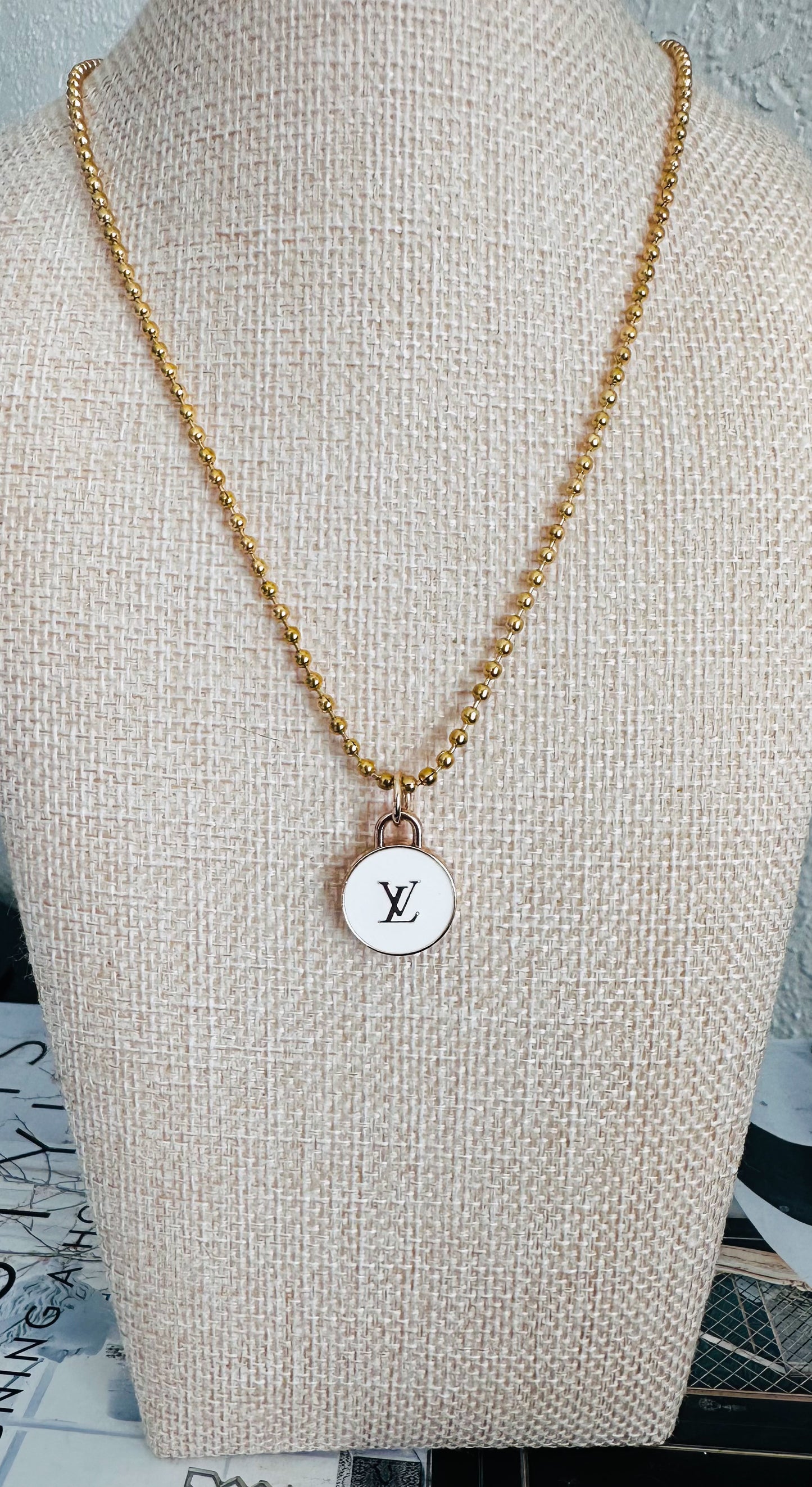 Louis Vuitton Black/White Enamel Charm Necklace