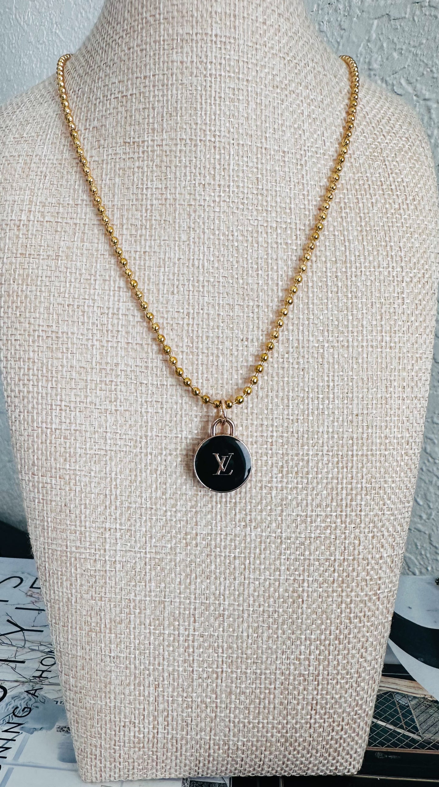 Louis Vuitton Black/White Enamel Charm Necklace