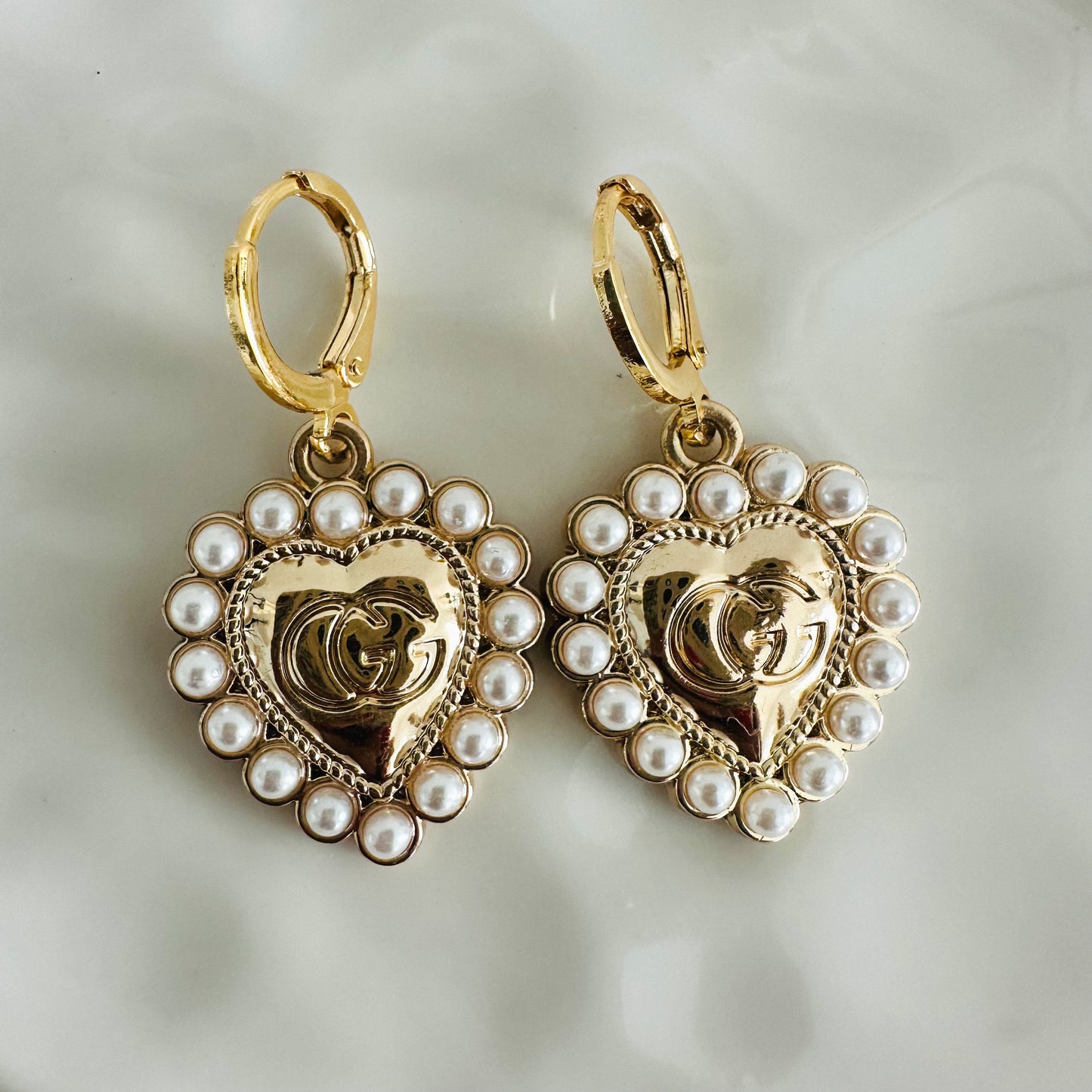 Gucci Heart Pearl Earrings