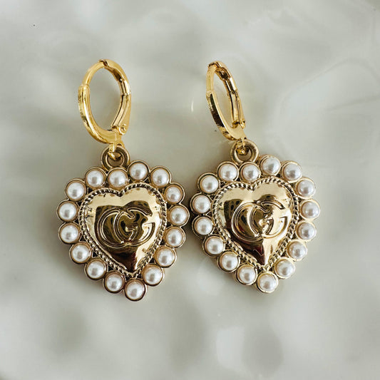 Gucci Heart Pearl Earrings