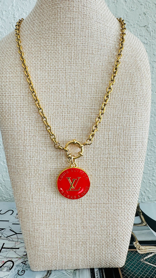 Louis Vuitton Red Medallion Necklace
