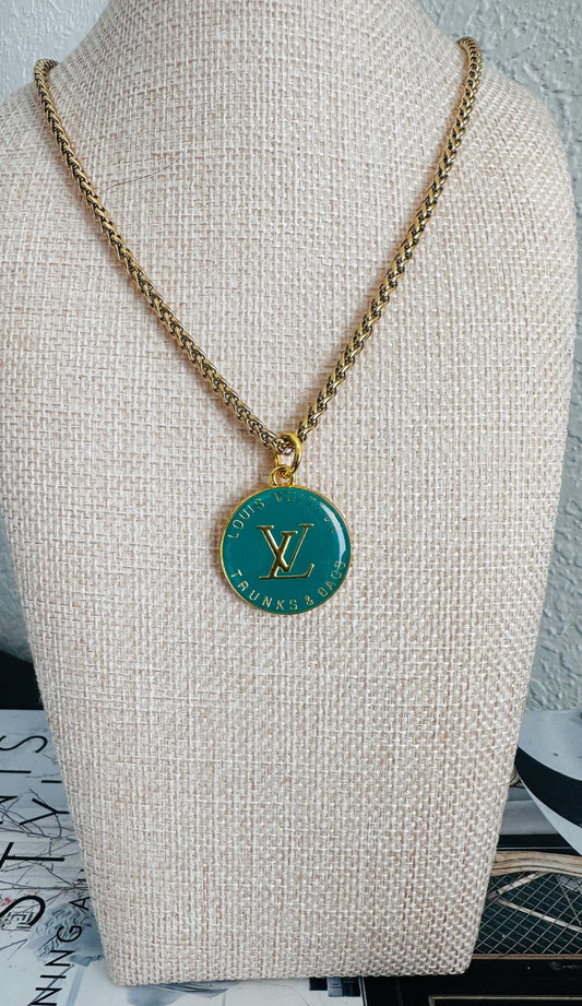 Louis Vuitton Green Enamel Pendant Necklace