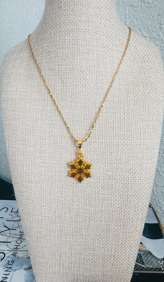 Chanel Gold Snowflake Pendant Necklace